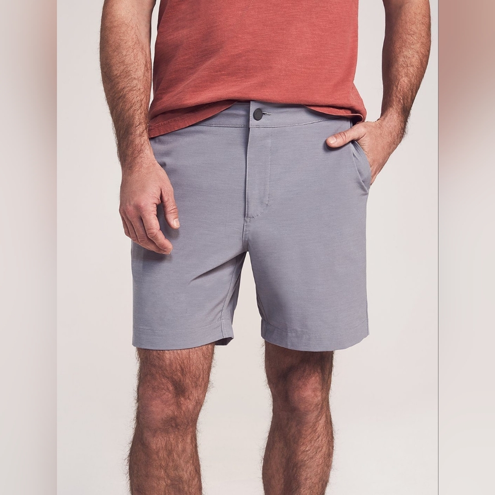 Faherty All Day Shorts Drawstring Hybrid Casual Ice Gray 9" Size 31